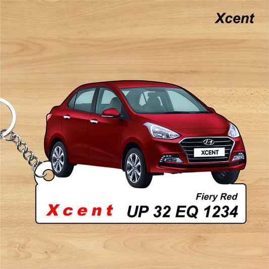 Xcent - Personalized Hyundai Car Keychain - Wood, Acrylic, Metal Printed