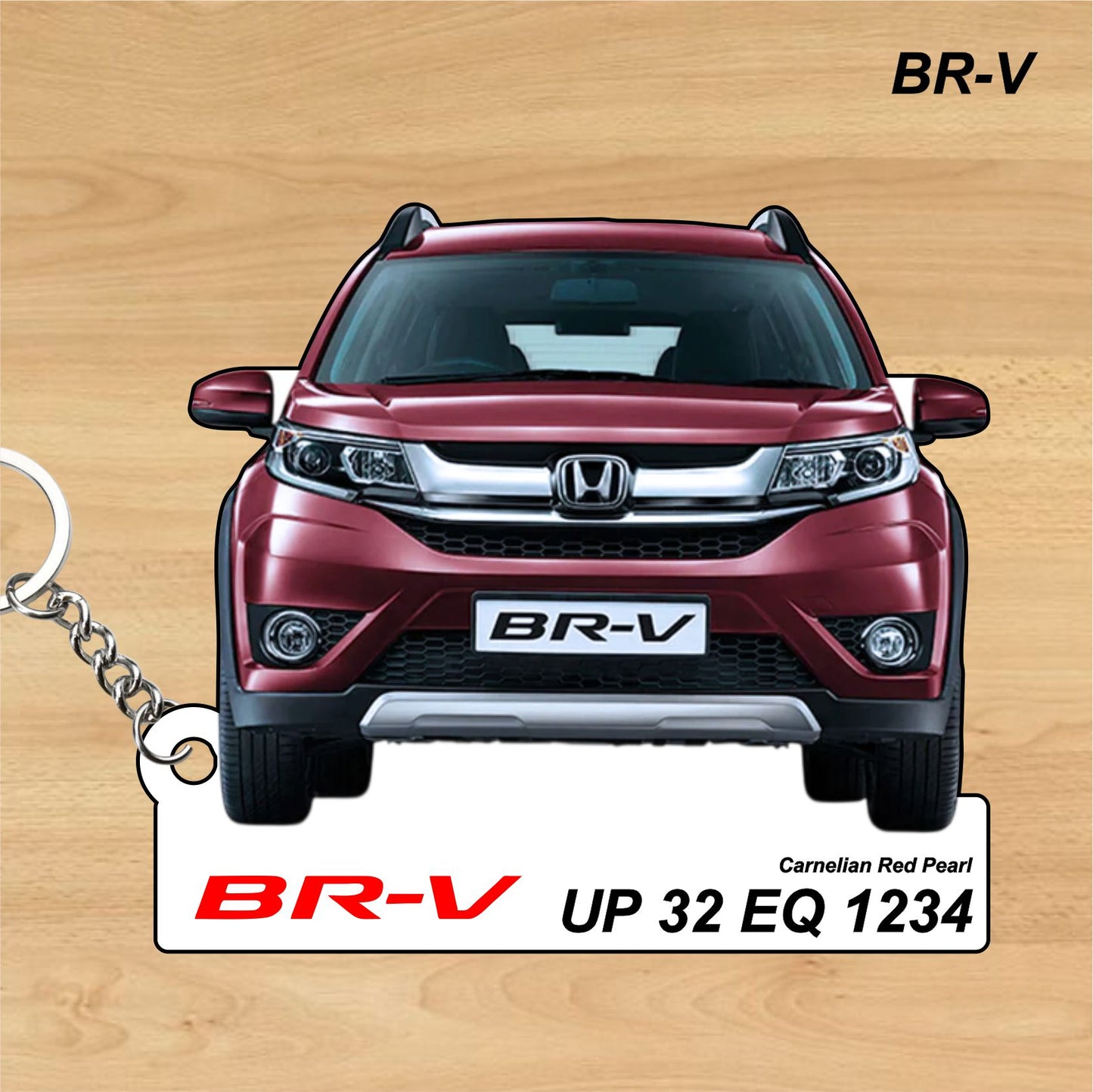 BR-V - Personalized Honda Car Keychain - Wood, Acrylic, Metal Printed