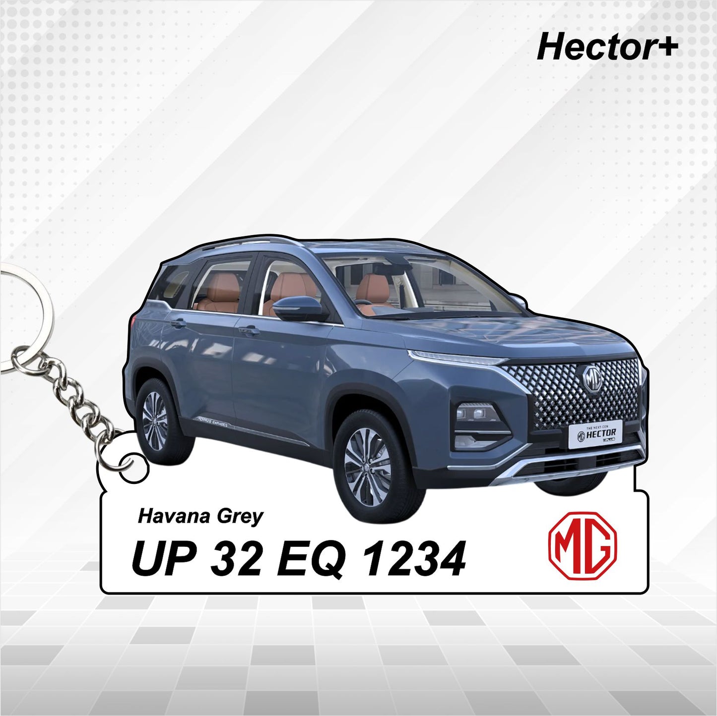 Hector Plus [2023-2025] - Personalized MG Car Keychain - Wood, Acrylic, Metal Printed