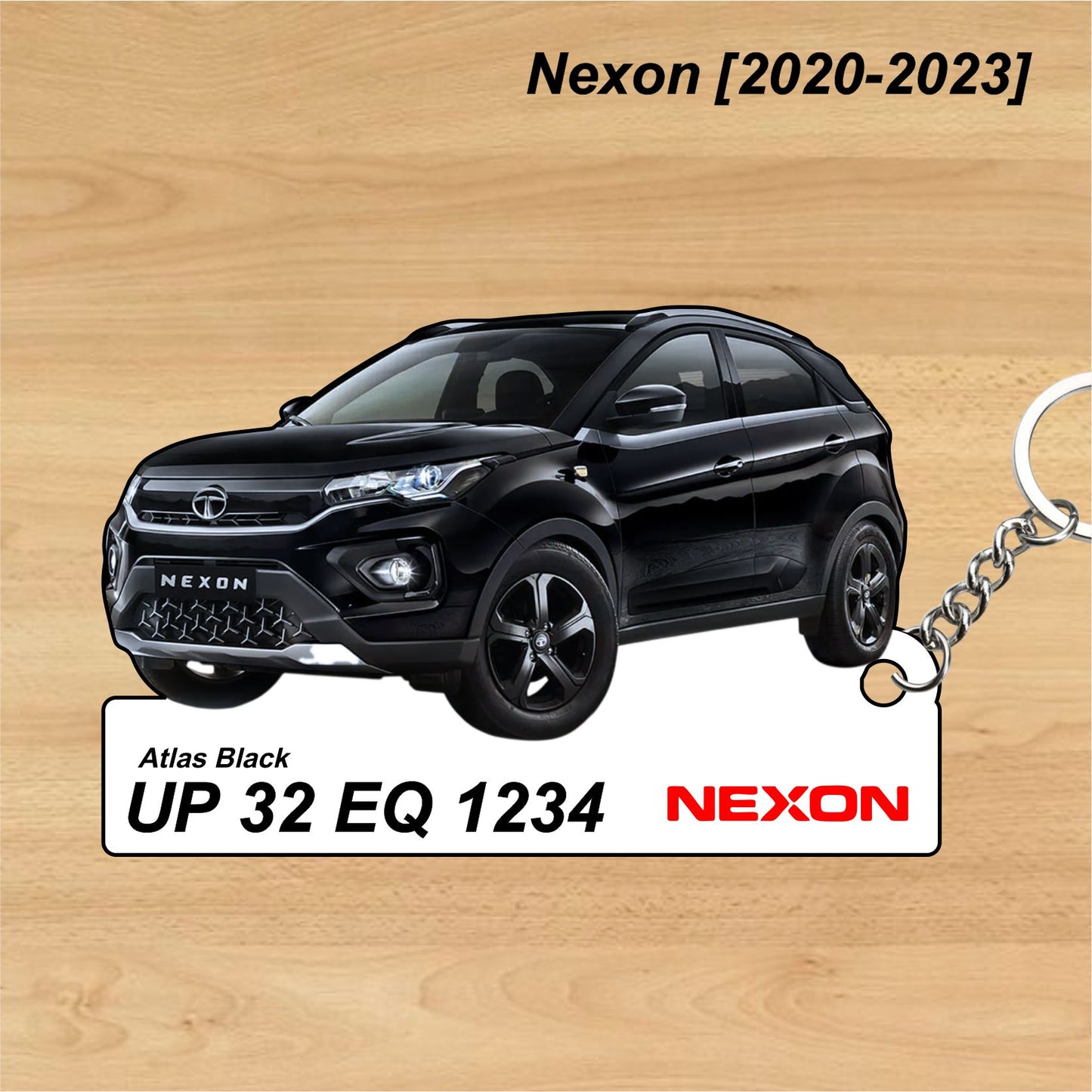 Nexon [2020-2023] - Personalized Tata Car Keychain - Wood, Acrylic, Metal Printed