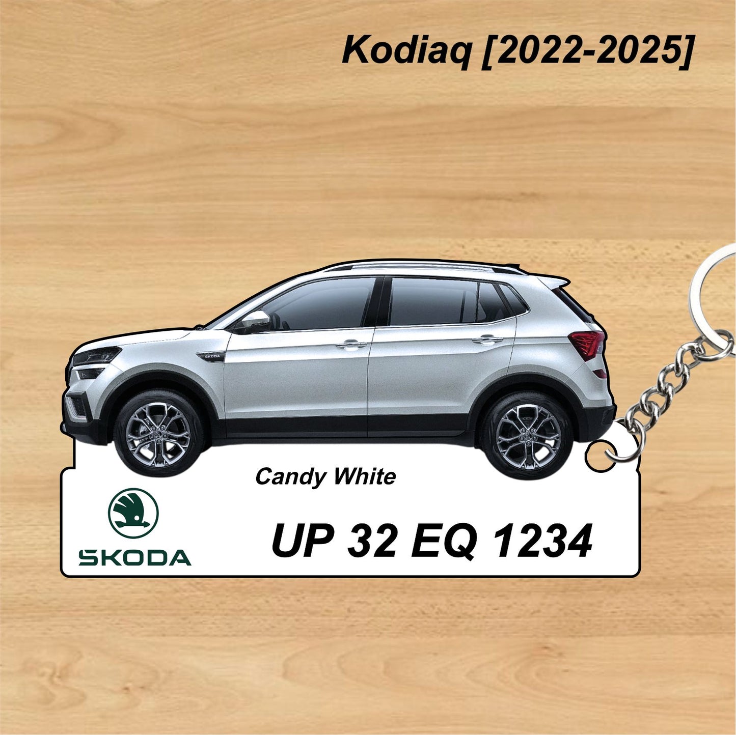 Kushaq [2023-2024] - Personalized Skoda Car Keychain - Wood, Acrylic, Metal Printed