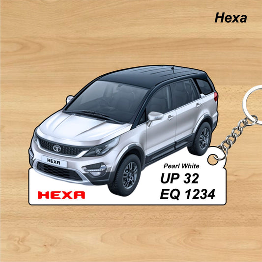 Hexa - Personalized Tata Keychain - Wood, Acrylic, Metal Printed