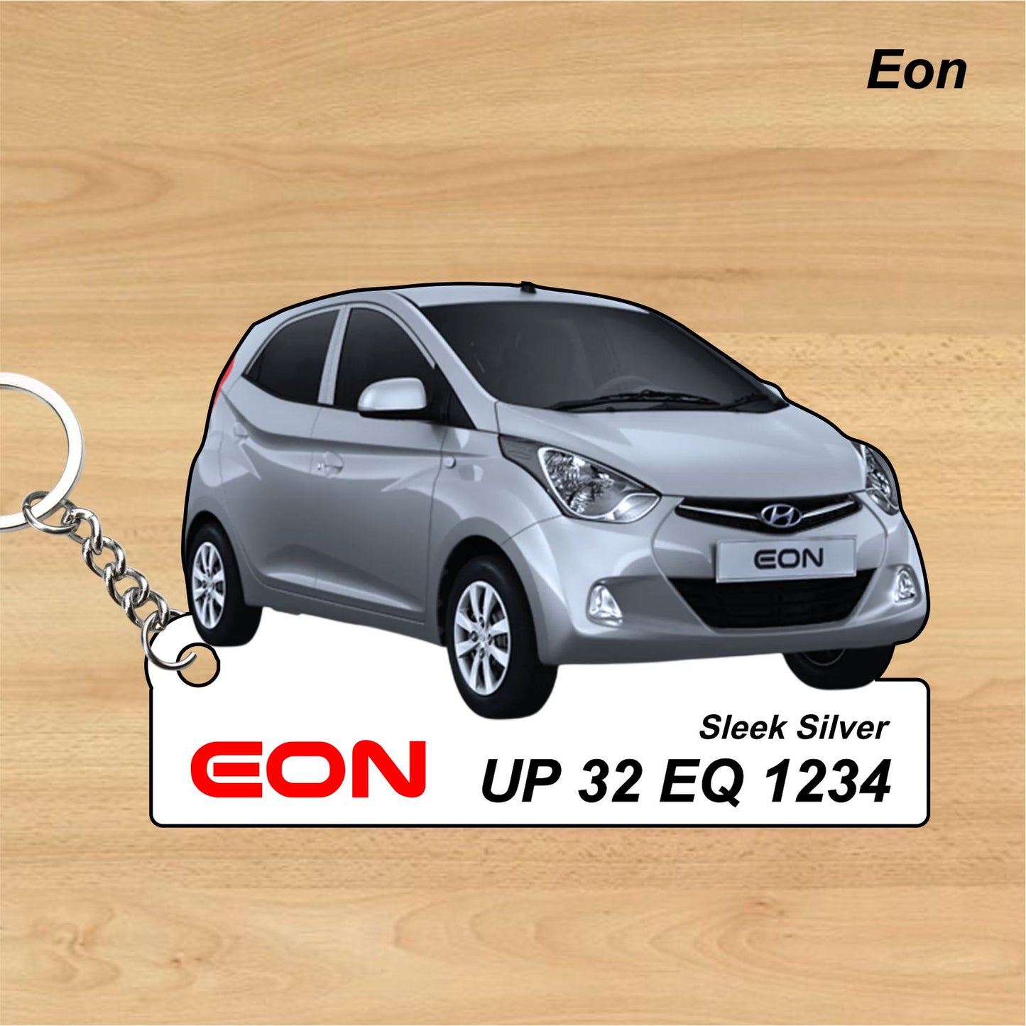 Eon - Personalized Hyundai Car Keychain - Wood, Acrylic, Metal Printed