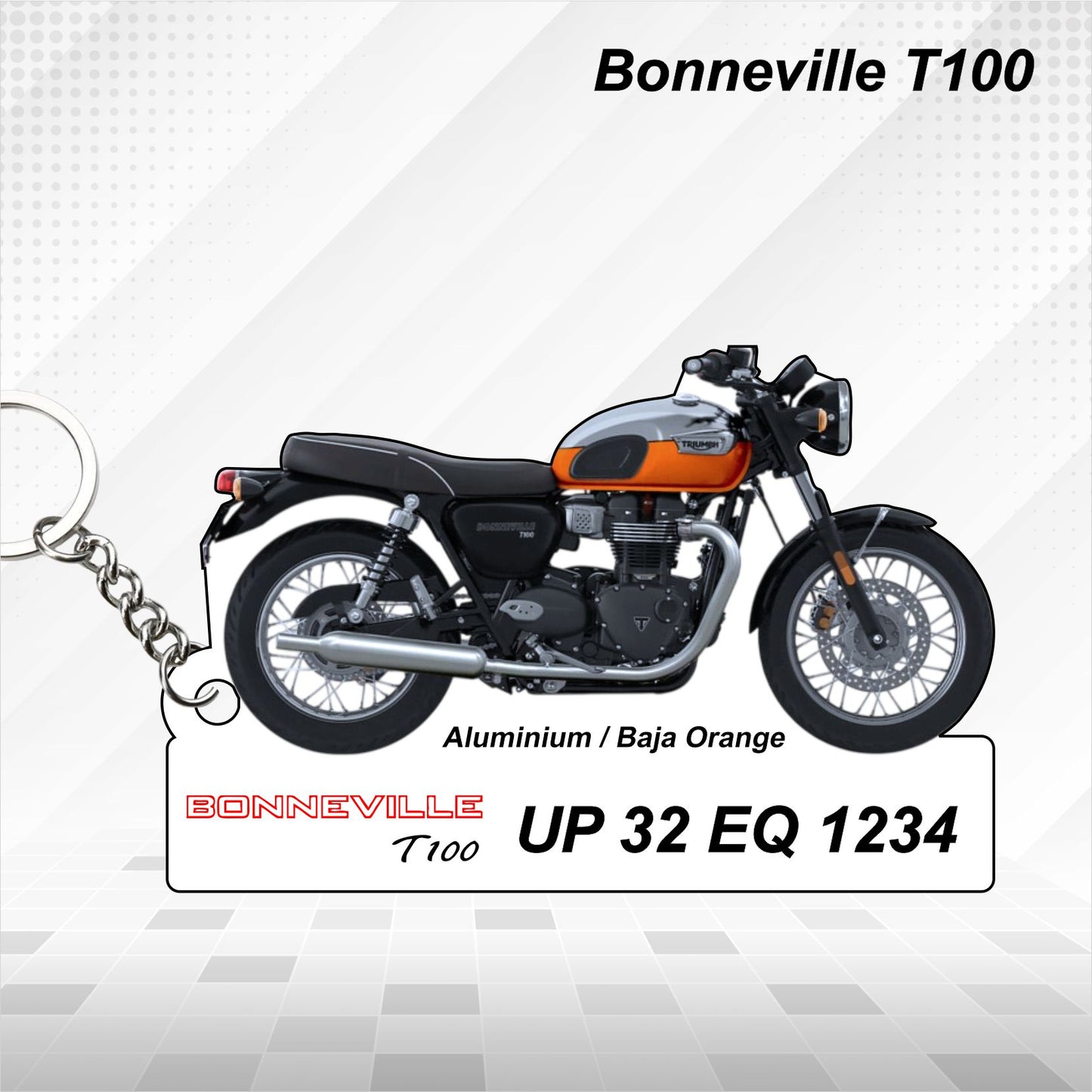 Bonneville T100 - Personalized Triumph Keychain - Wood, Acrylic, Metal Printed, Lanyard