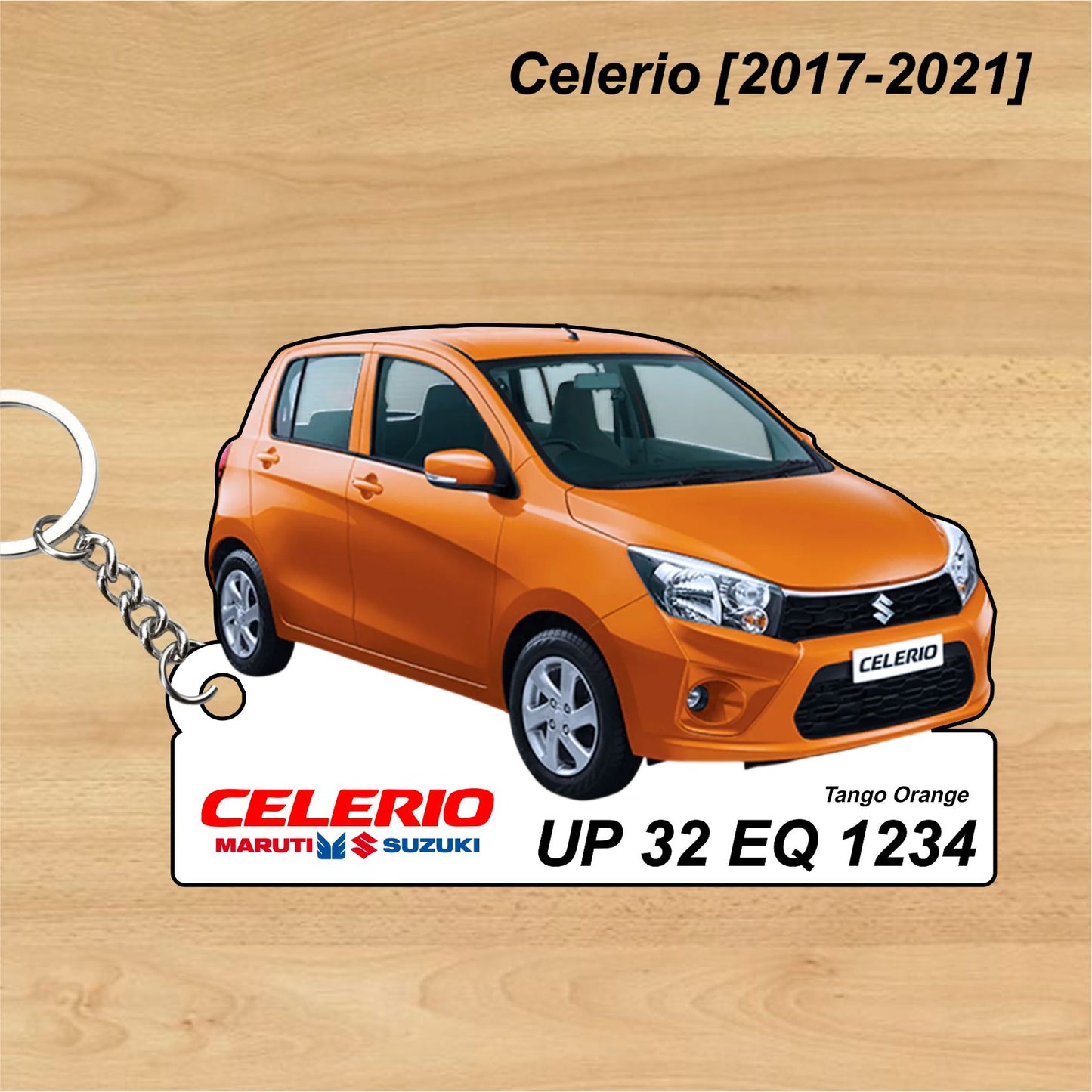 Celerio [2017-2021] - Personalized  Maruti Suzuki Keychain - Wood, Acrylic, Metal Printed
