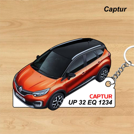 Captur - Personalized Renault Car Keychain - Wood, Acrylic, Metal Printed