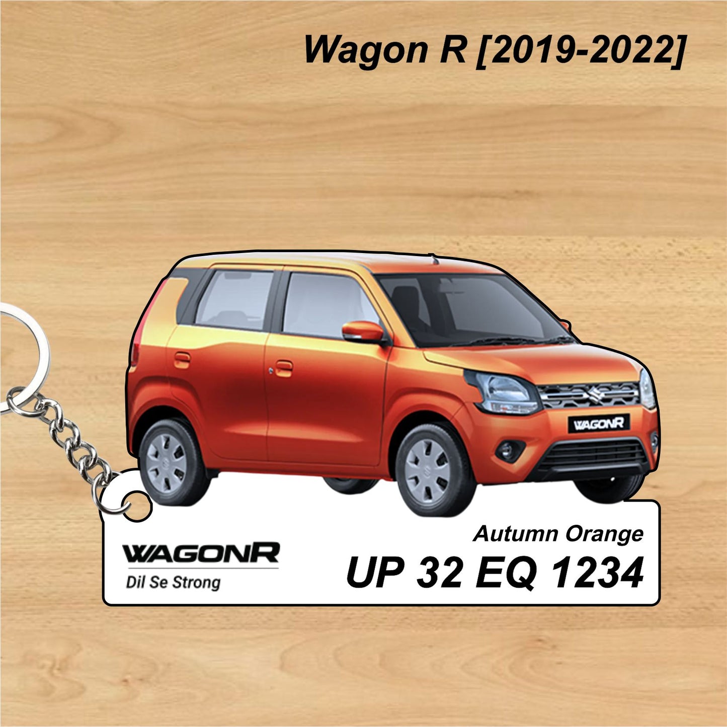 Wagon R [2019-2022] - Personalized  Maruti Suzuki Keychain - Wood, Acrylic, Metal Printed
