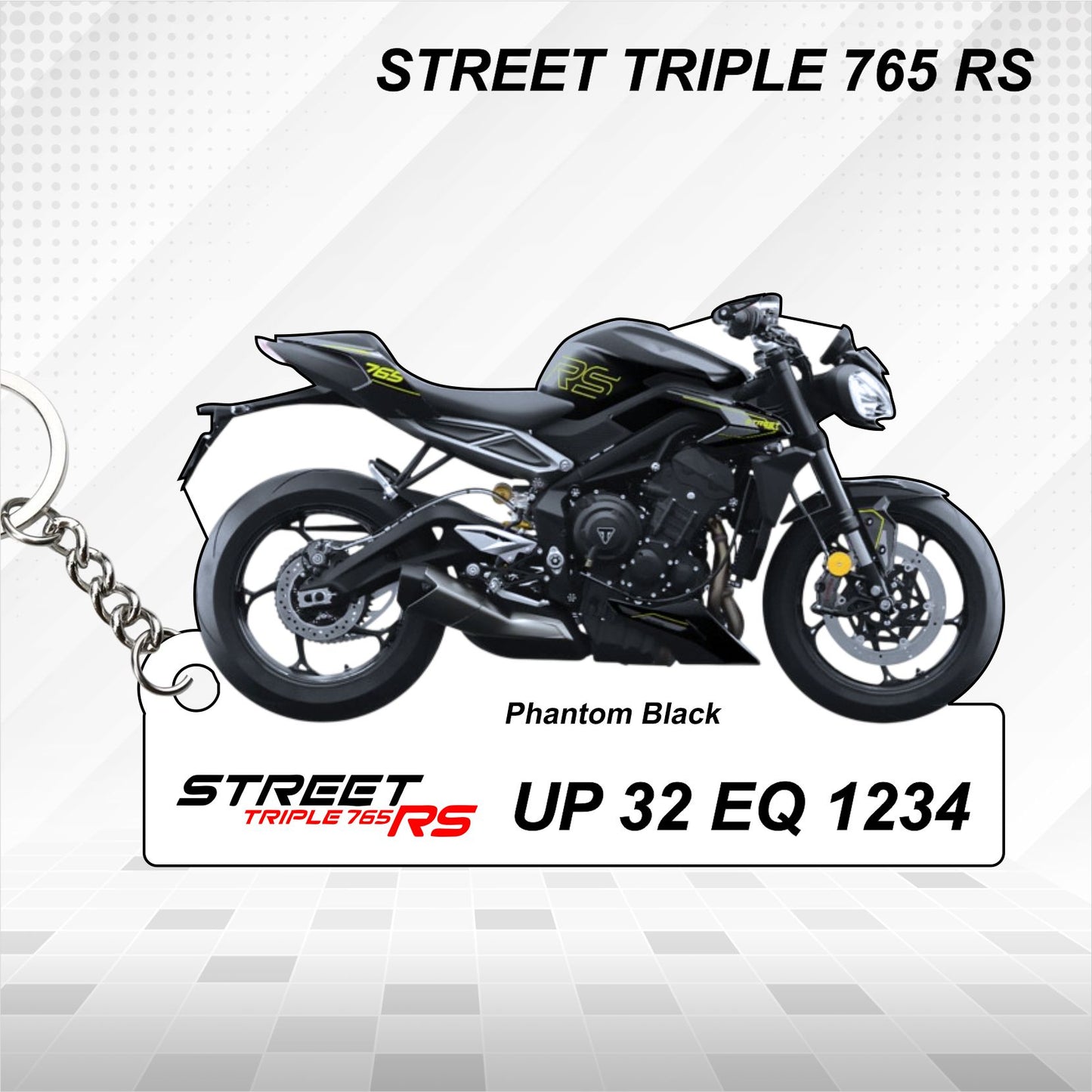STREET TRIPLE 765 RS - Personalized Triumph Keychain - Wood, Acrylic, Metal Printed, Lanyard