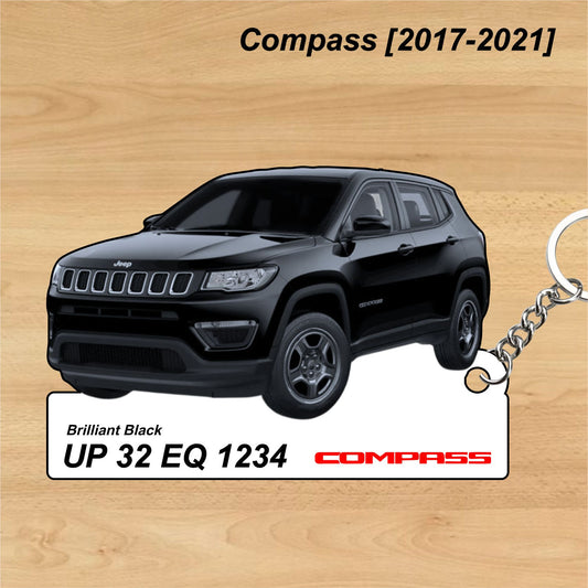 Compass [2017-2021] - Personalized Jeep Car Keychain - Wood, Acrylic, Metal Printed