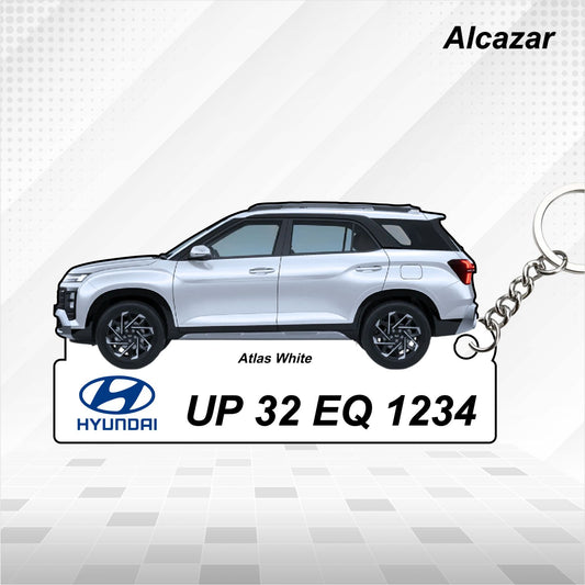 Alcazar - Personalized Hyundai Car Keychain - Wood, Acrylic, Metal Printed