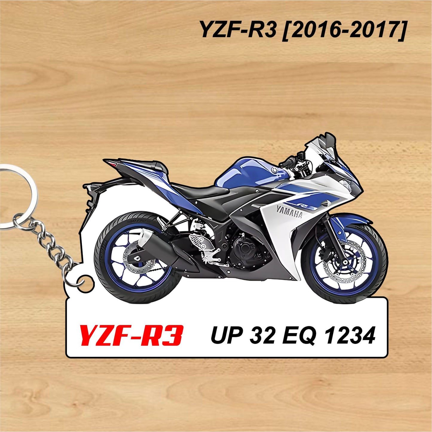 YZF-R3 [2016-2017] - Personalized Yamaha Keychain - Wood, Acrylic, Metal Printed