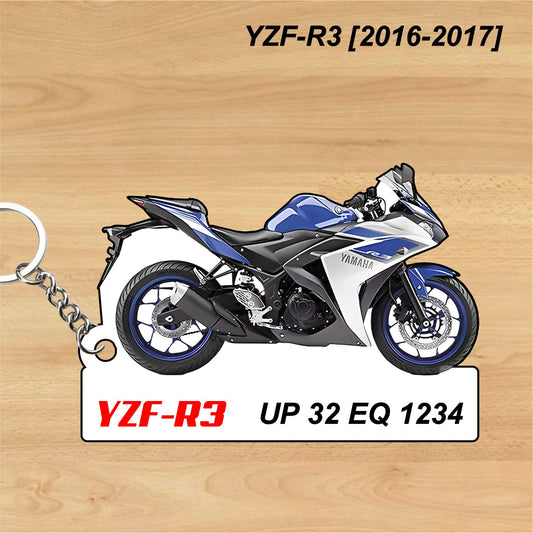 YZF-R3 [2016-2017] - Personalized Yamaha Keychain - Wood, Acrylic, Metal Printed