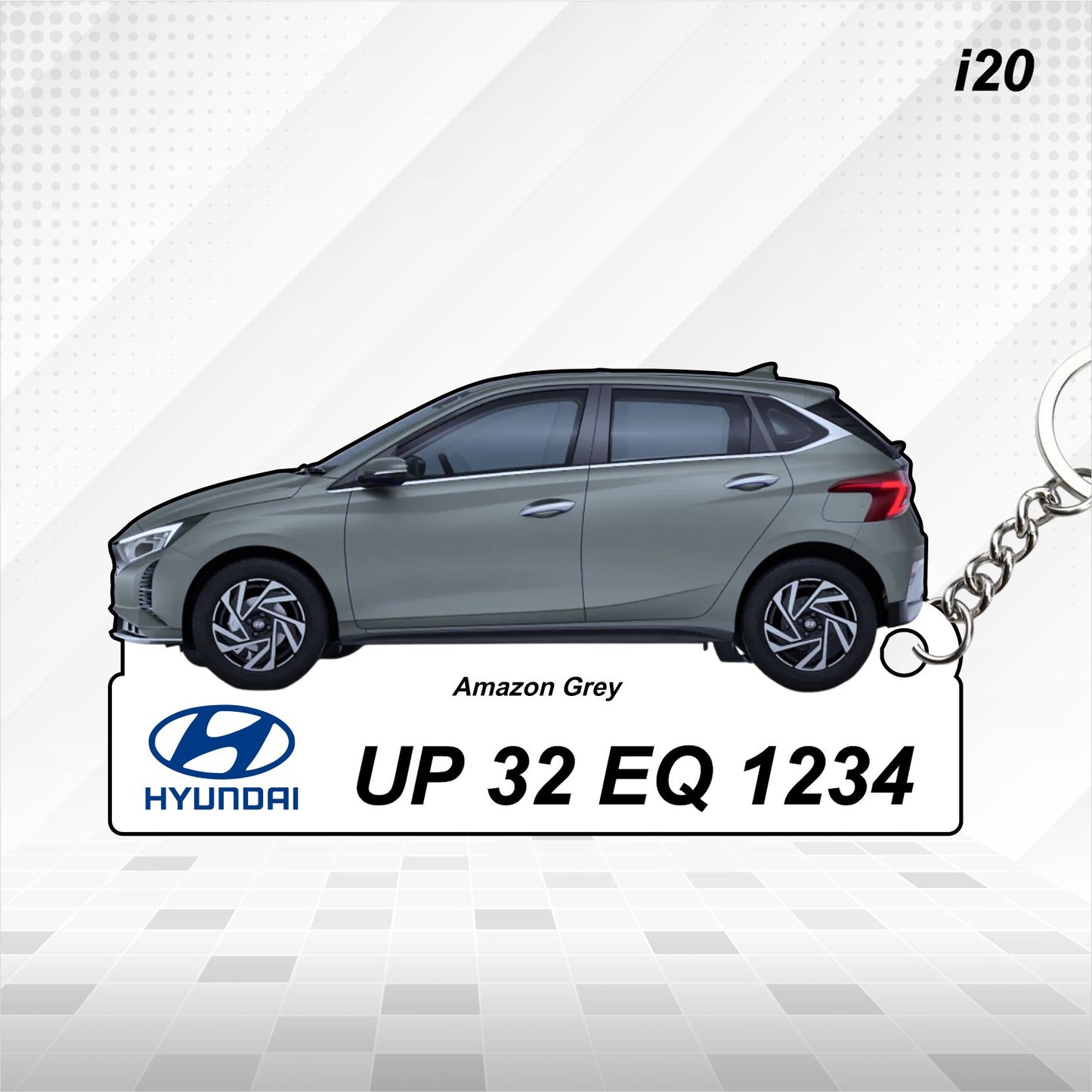 i20 - Personalized Hyundai Car Keychain - Wood, Acrylic, Metal Printed