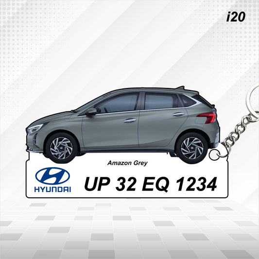 i20 - Personalized Hyundai Car Keychain - Wood, Acrylic, Metal Printed