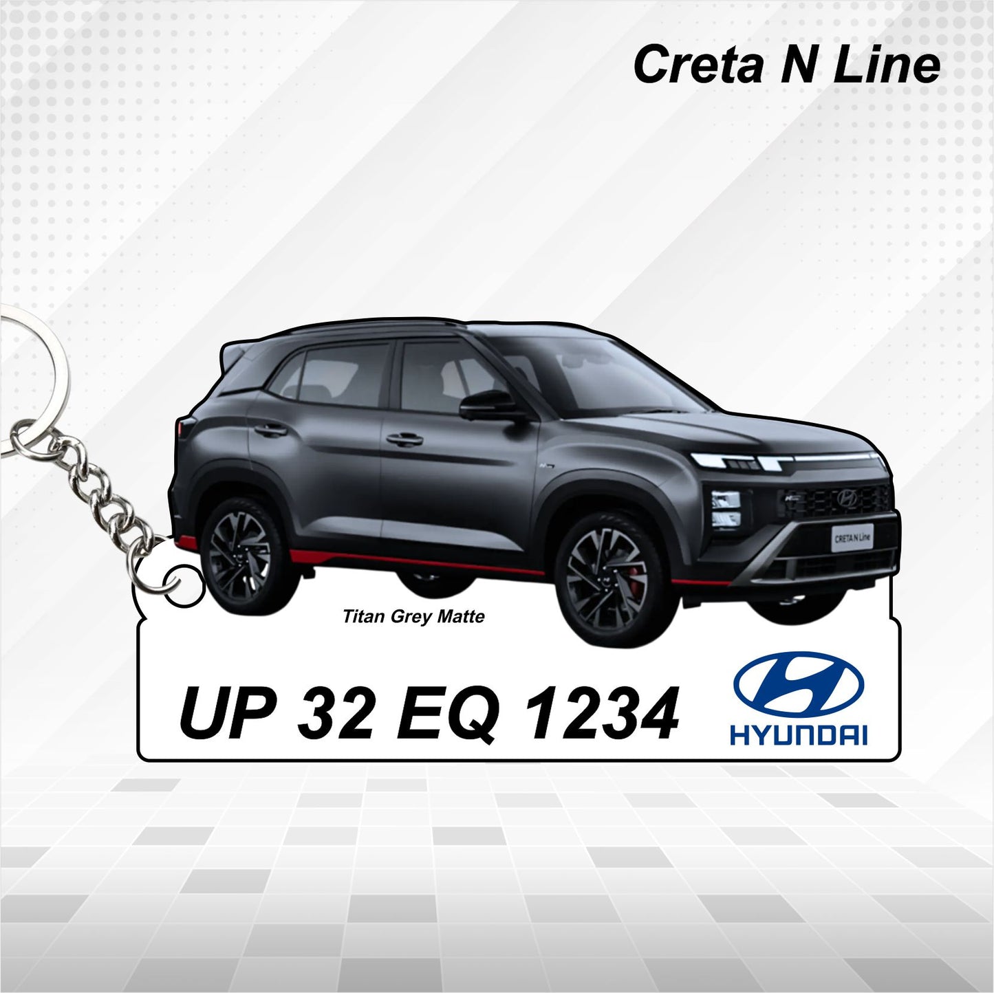 Creta N Line - Personalized Hyundai Car Keychain - Wood, Acrylic, Metal Printed