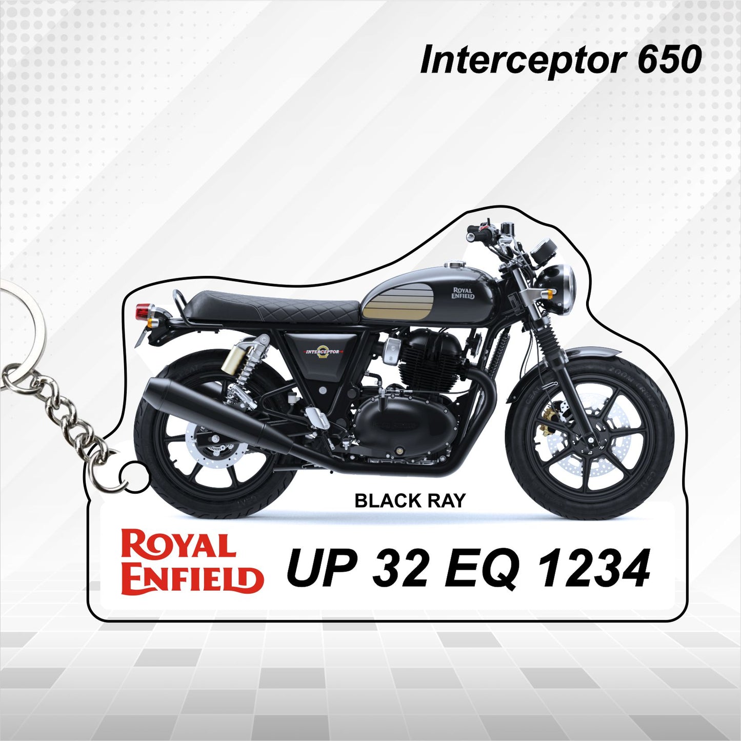 Interceptor 650 - Personalized Royal Enfield Keychain - Wood, Acrylic, Metal Printed