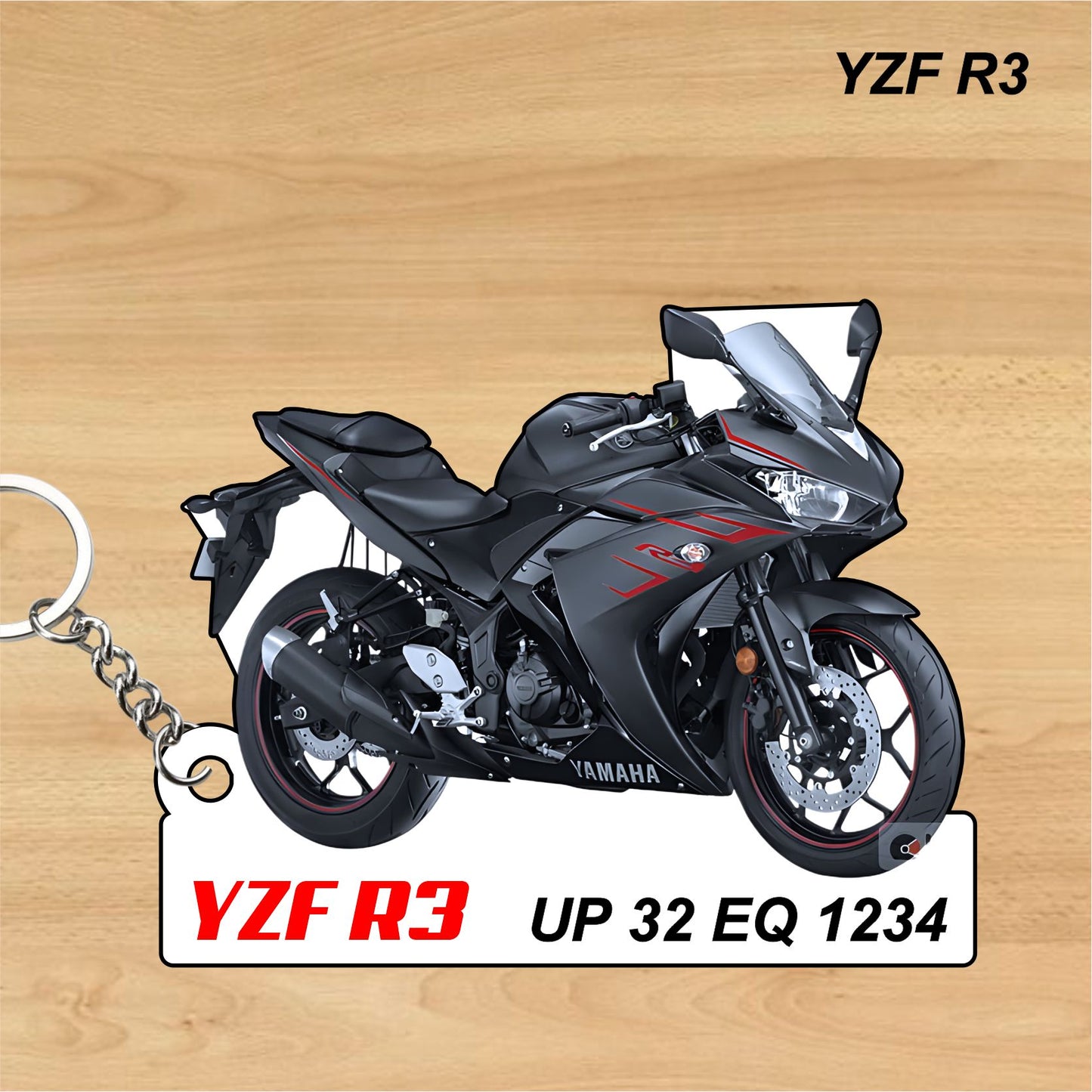 YZF R3 - Personalized Yamaha Keychain - Wood, Acrylic, Metal Printed