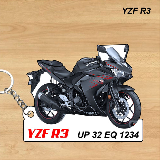 YZF R3 - Personalized Yamaha Keychain - Wood, Acrylic, Metal Printed