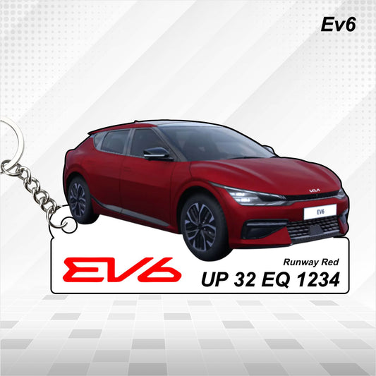 EV6 [2022-2025] - Personalized Kia Car Keychain - Wood, Acrylic, Metal Printed