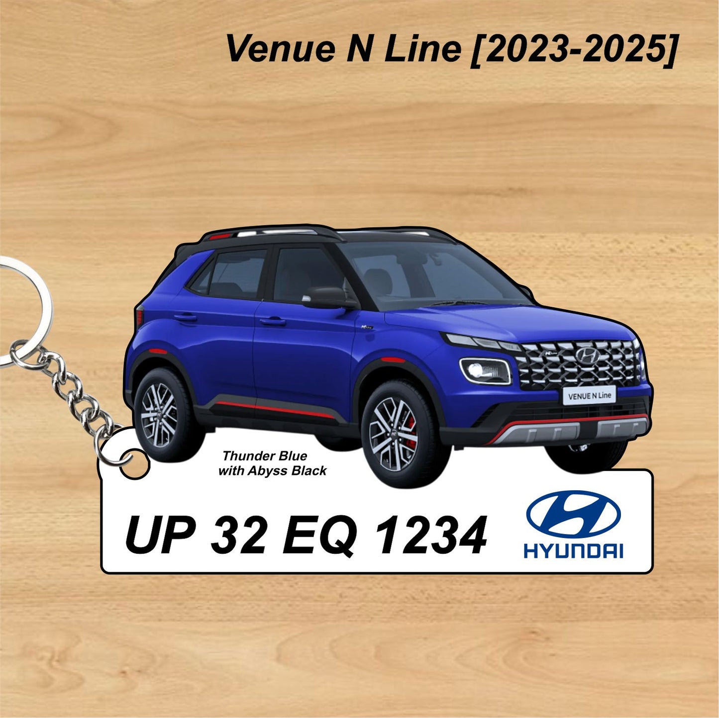 Venue N Line [2023-2025] - Personalized Hyundai Car Keychain - Wood, Acrylic, Metal Printed