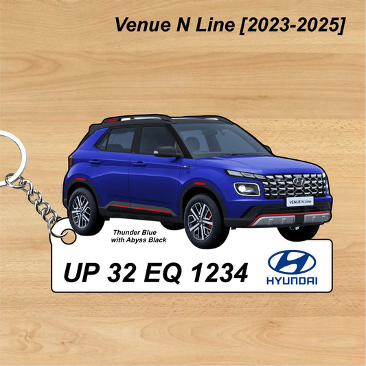 Venue N Line [2023-2025] - Personalized Hyundai Car Keychain - Wood, Acrylic, Metal Printed