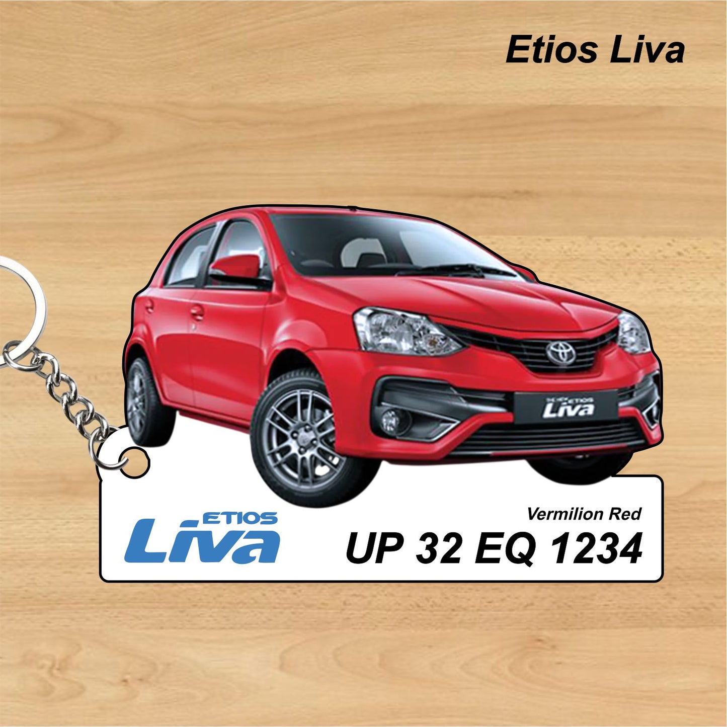 Etios Liva - Personalized Toyota Keychain - Wood, Acrylic, Metal Printed