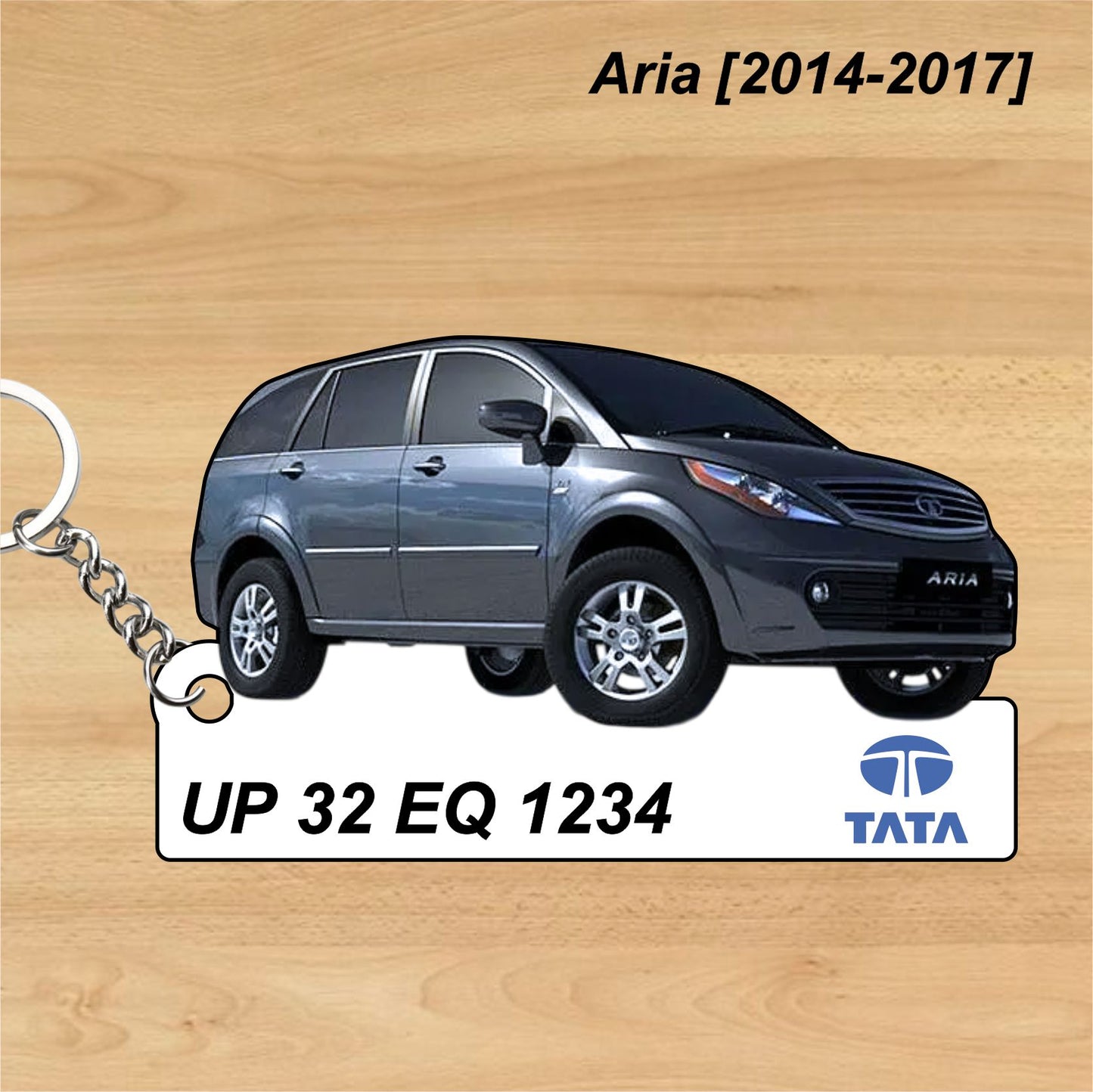 Aria [2014-2017] - Personalized Tata Keychain - Wood, Acrylic, Metal Printed