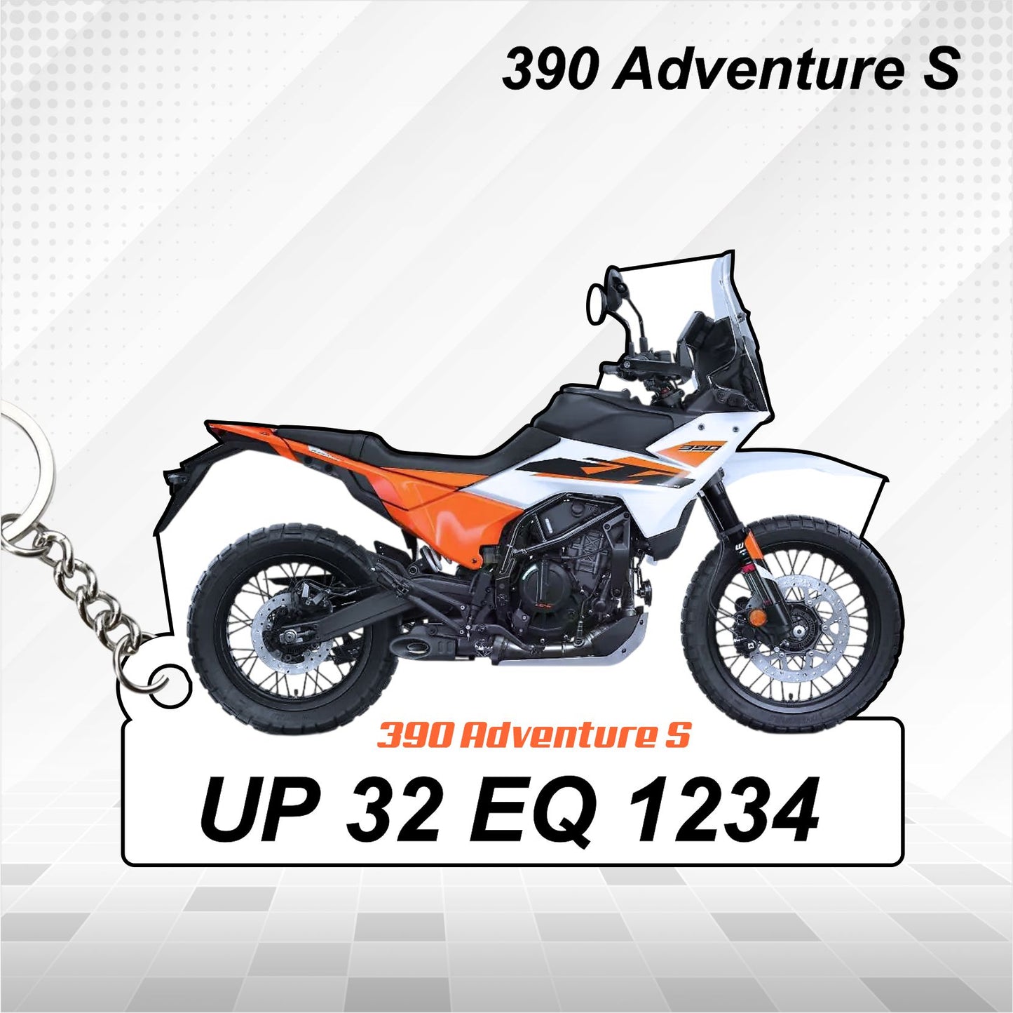 390 Adventure S - Personalized KTM Keychain - Wood, Acrylic, Metal Printed