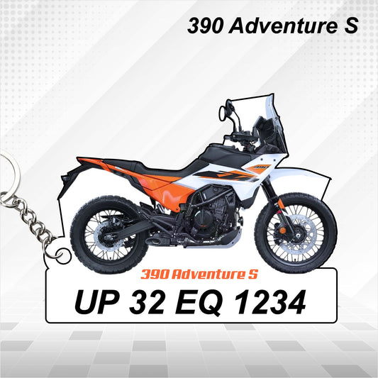 390 Adventure S - Personalized KTM Keychain - Wood, Acrylic, Metal Printed