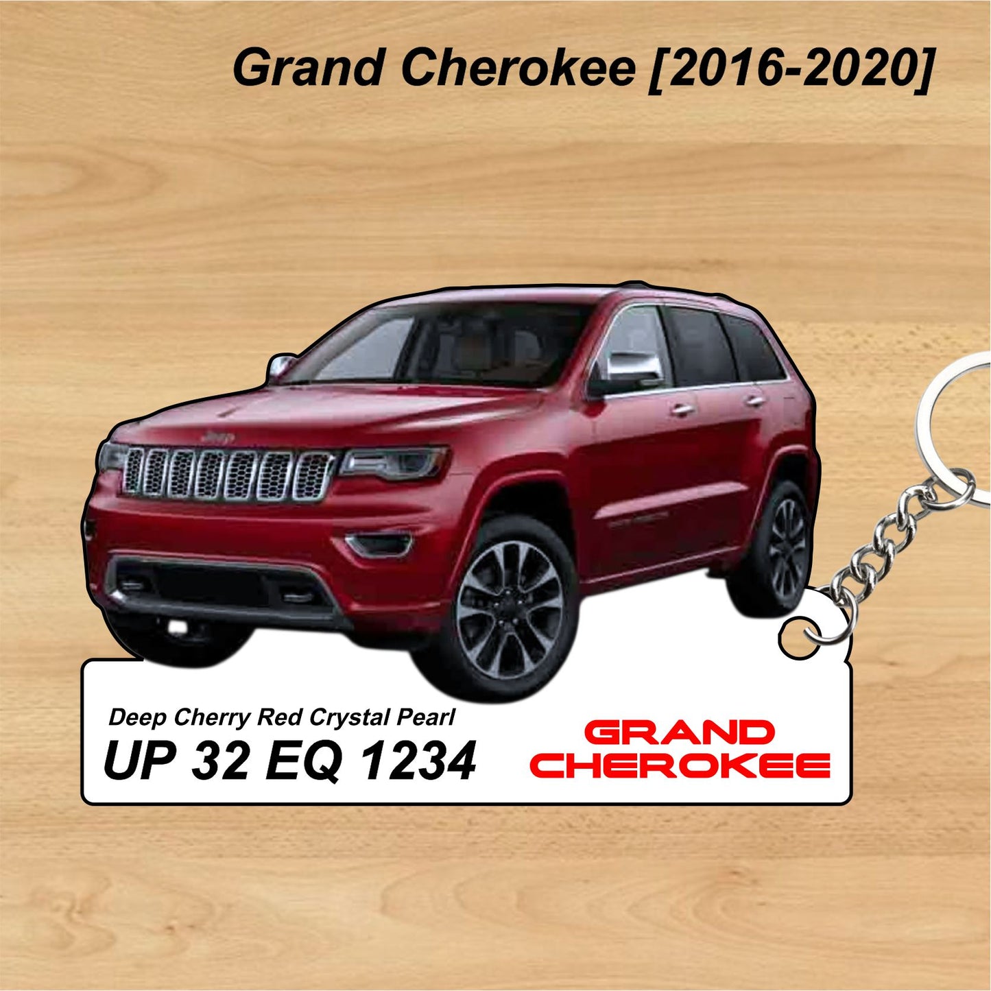Grand Cherokee [2016-2020] - Personalized Jeep Car Keychain - Wood, Acrylic, Metal Printed