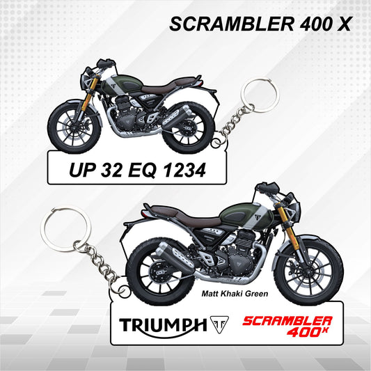 SCRAMBLER 400 X - Classics - Personalized Triumph Keychain - Wood, Acrylic, Metal Printed