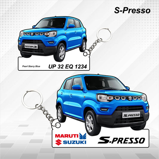S-Presso - Personalized  Maruti Suzuki Keychain - Wood, Acrylic, Metal Printed
