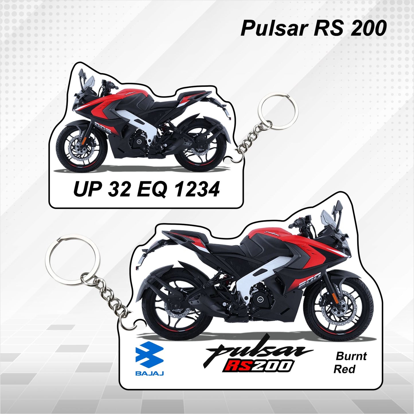 Pulsar RS 200 - Personalized Bajaj Keychain - Wood, Acrylic, Metal Printed