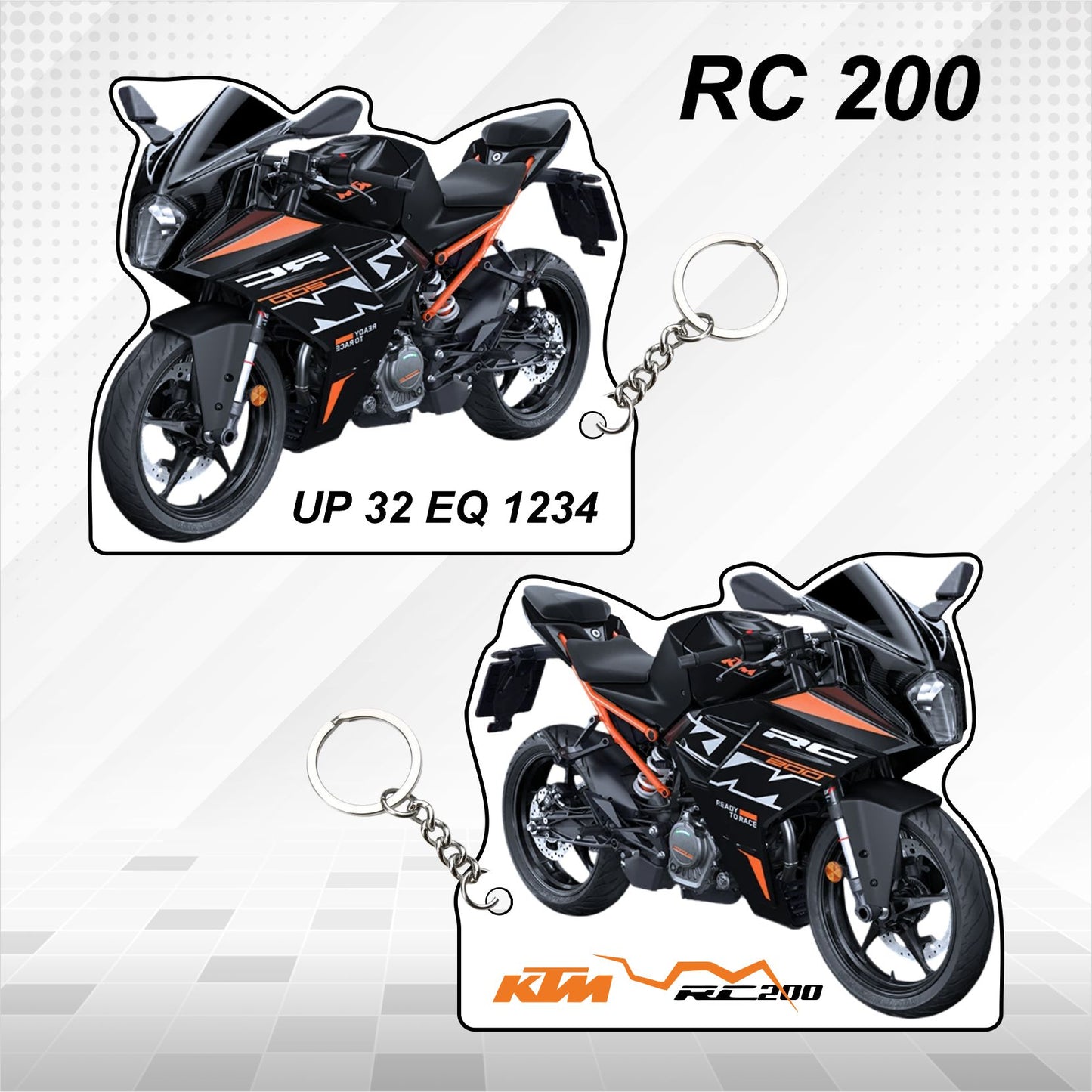 KTM RC 200 - Personalized KTM Keychain - Wood, Acrylic, Metal Printed