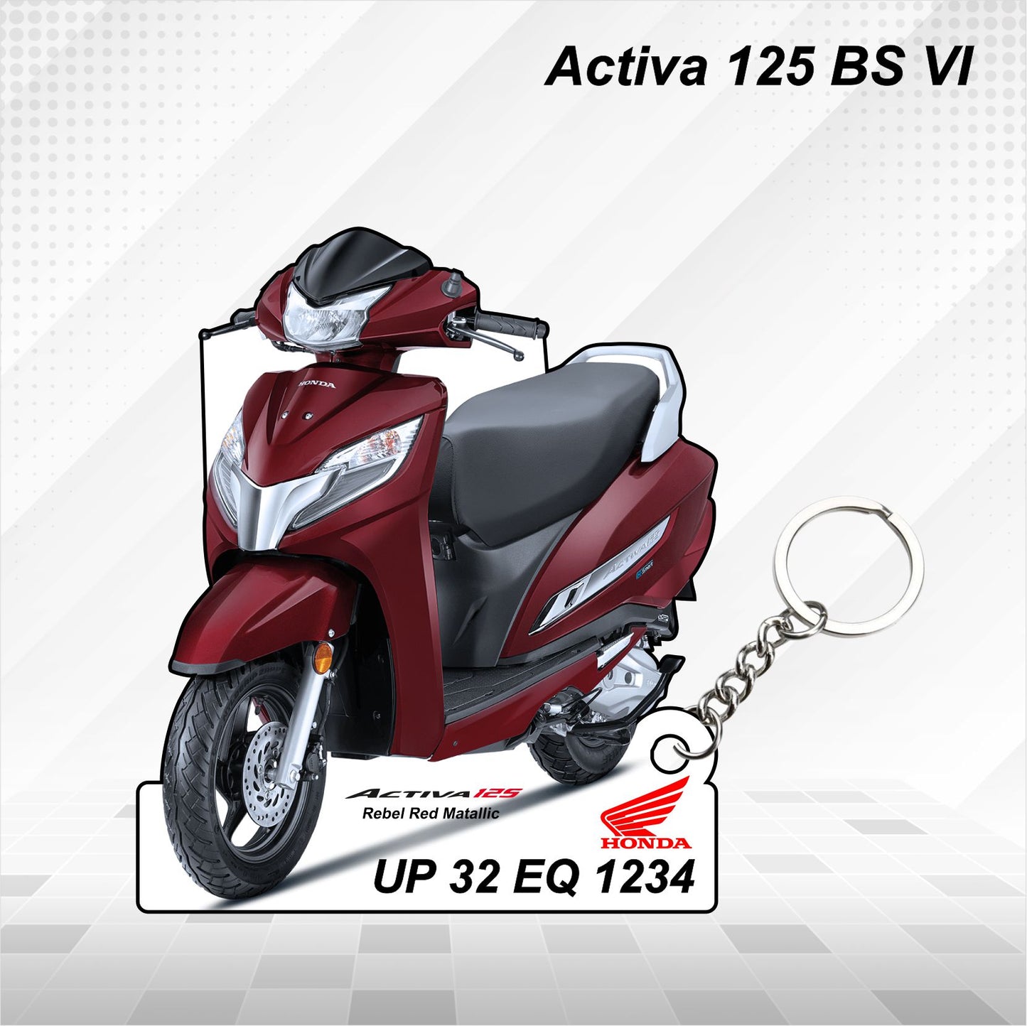 Activa 125 BS VI - Personalized Honda Keychain - Wood, Acrylic, Metal Printed