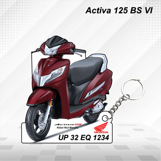 Activa 125 BS VI - Personalized Honda Keychain - Wood, Acrylic, Metal Printed
