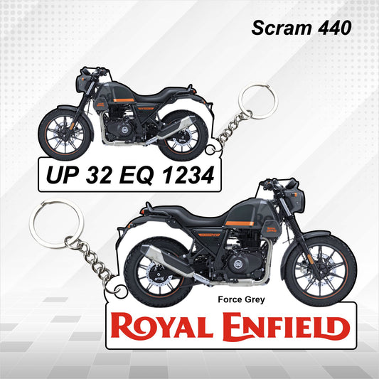 Scram 440 - Personalized Royal Enfield Keychain - Wood, Acrylic, Metal Printed