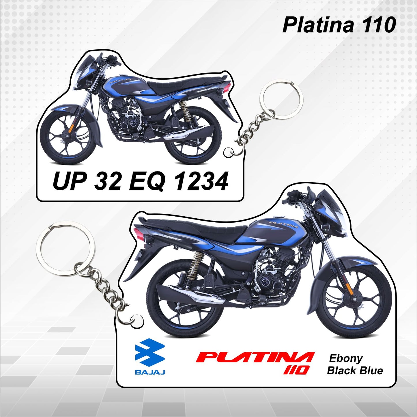 Platina 110 - Personalized Bajaj Keychain - Wood, Acrylic, Metal Printed