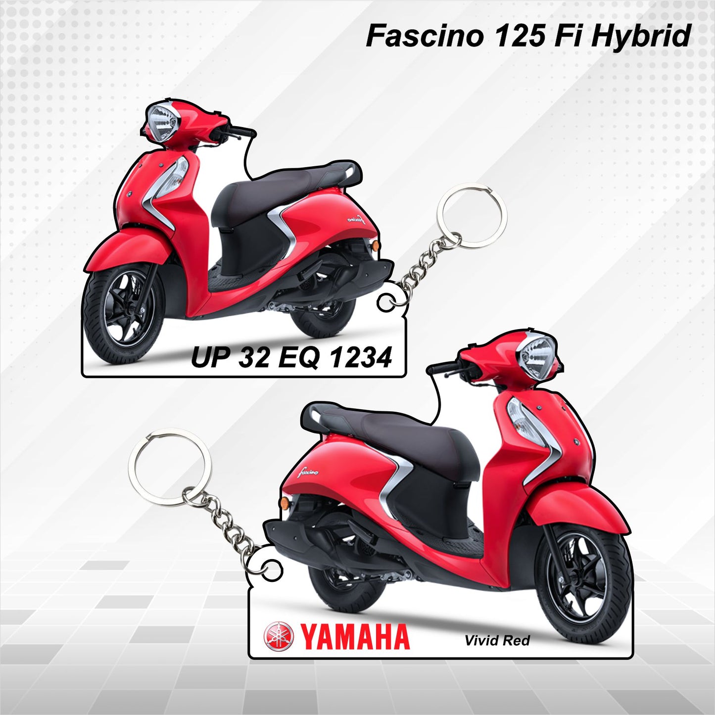 Fascino 125 Fi Hybrid - Personalized Yamaha Keychain - Wood, Acrylic, Metal Printed