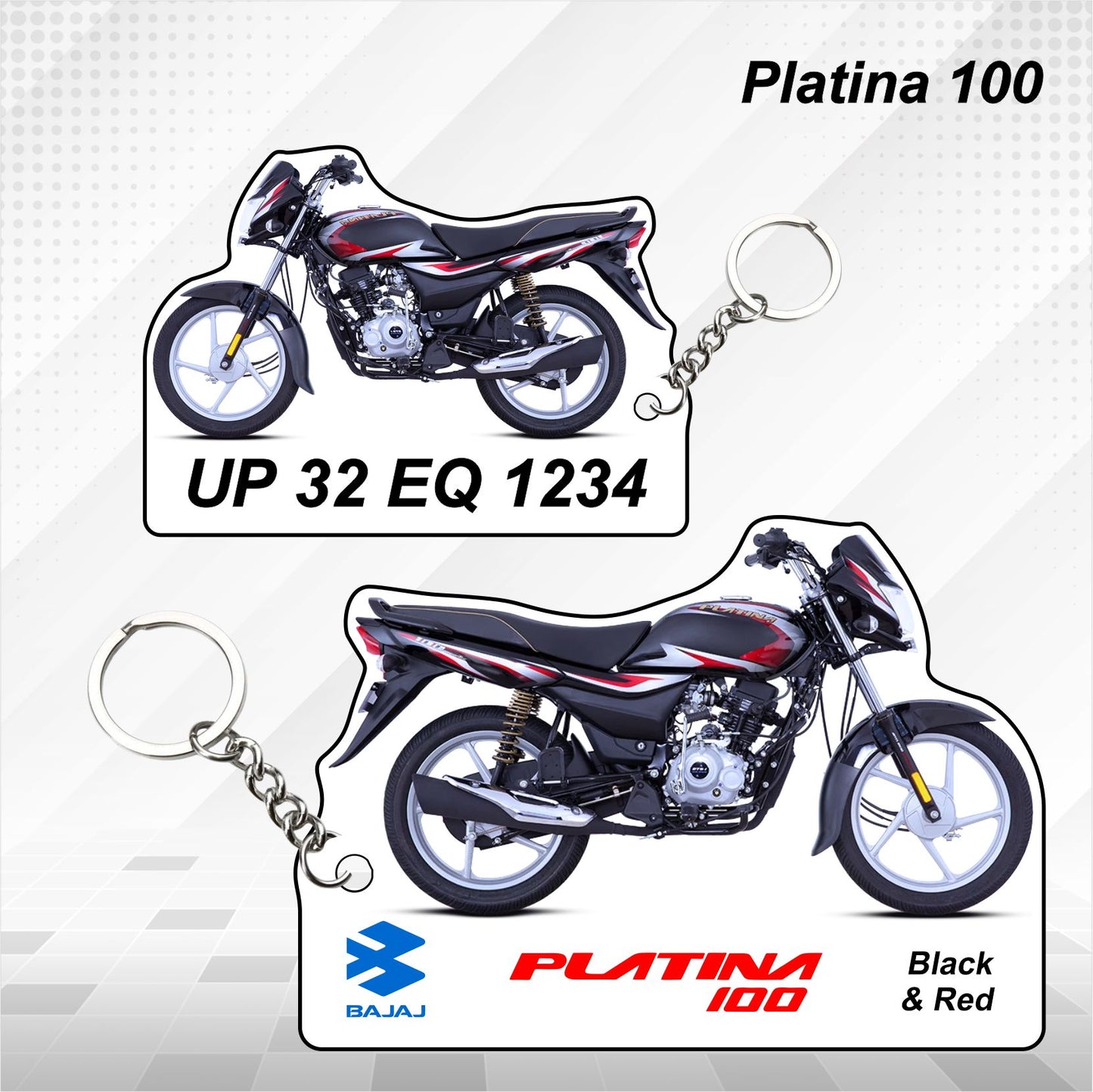 Platina 100 - Personalized Bajaj Keychain - Wood, Acrylic, Metal Printed