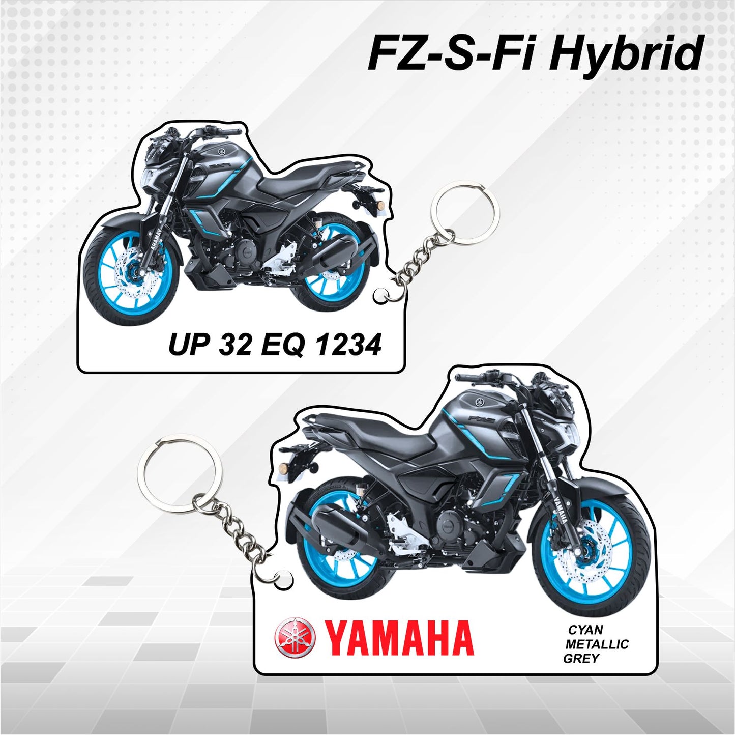 FZ-S Fi Hybrid - Personalized Yamaha Keychain  - Wood, Acrylic, Metal Printed