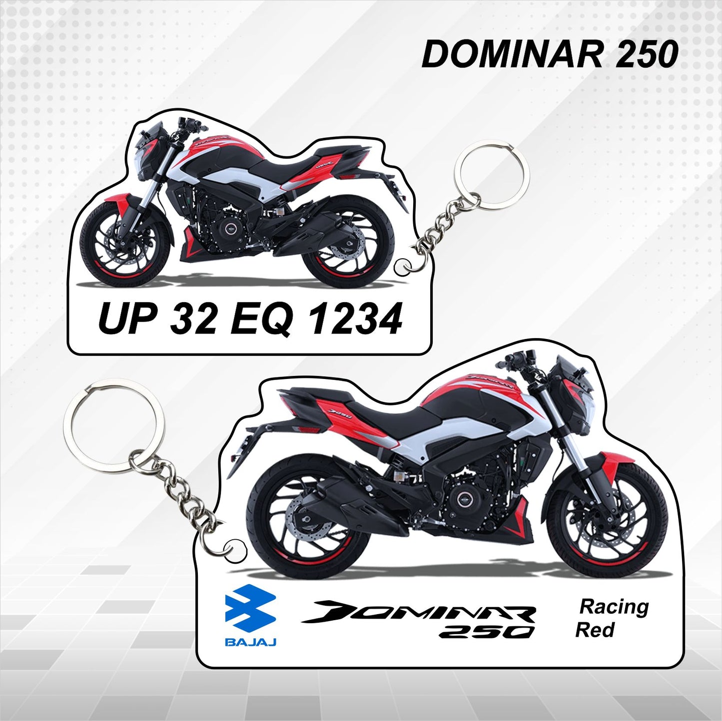 Dominar 250 - Personalized Bajaj Keychain - Wood, Acrylic, Metal Printed