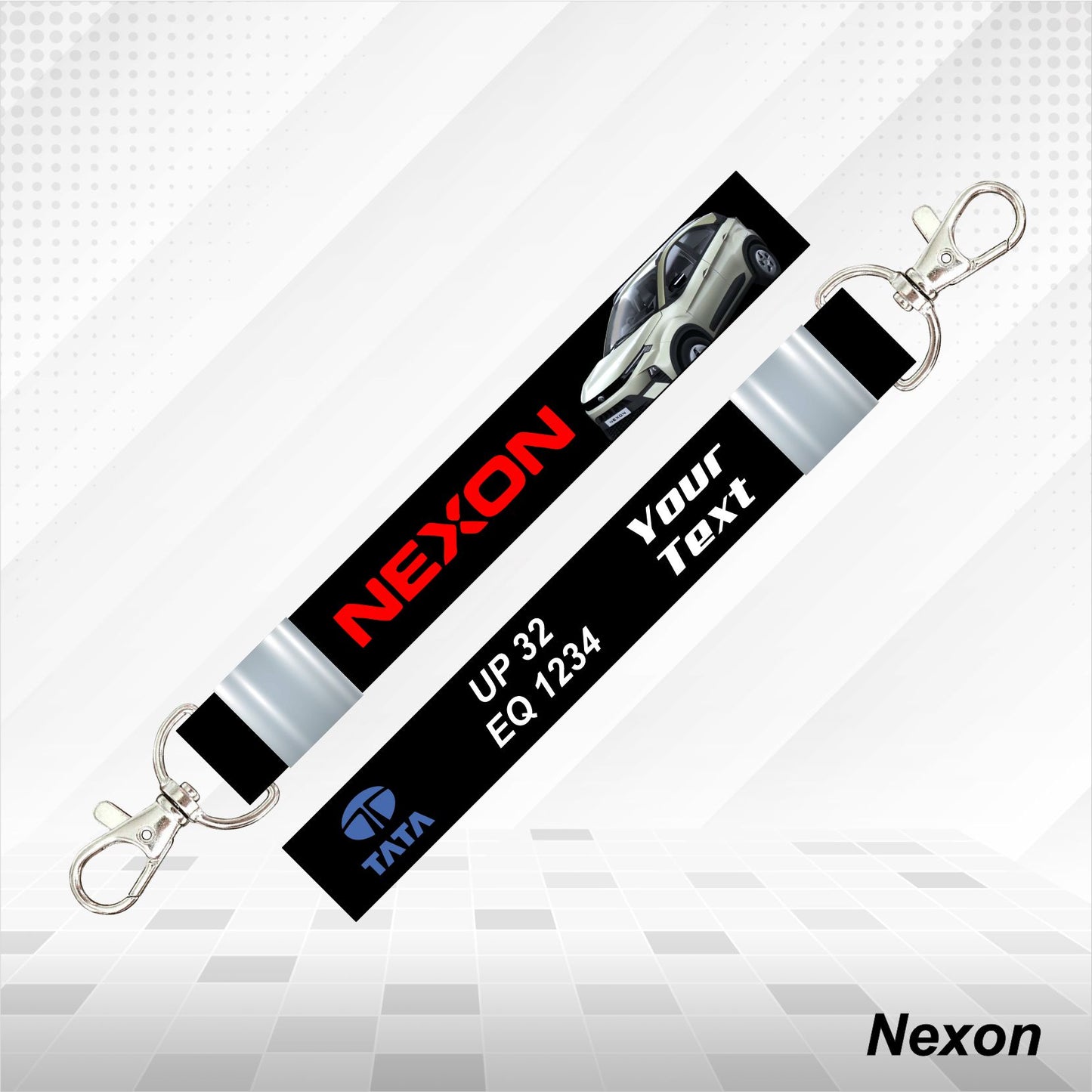 Nexon - Personalized Tata Car Keychain - Wood, Acrylic, Metal Printed