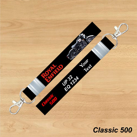 Classic 500 - Personalized Royal Enfield Keychain - Wood, Acrylic, Metal Printed