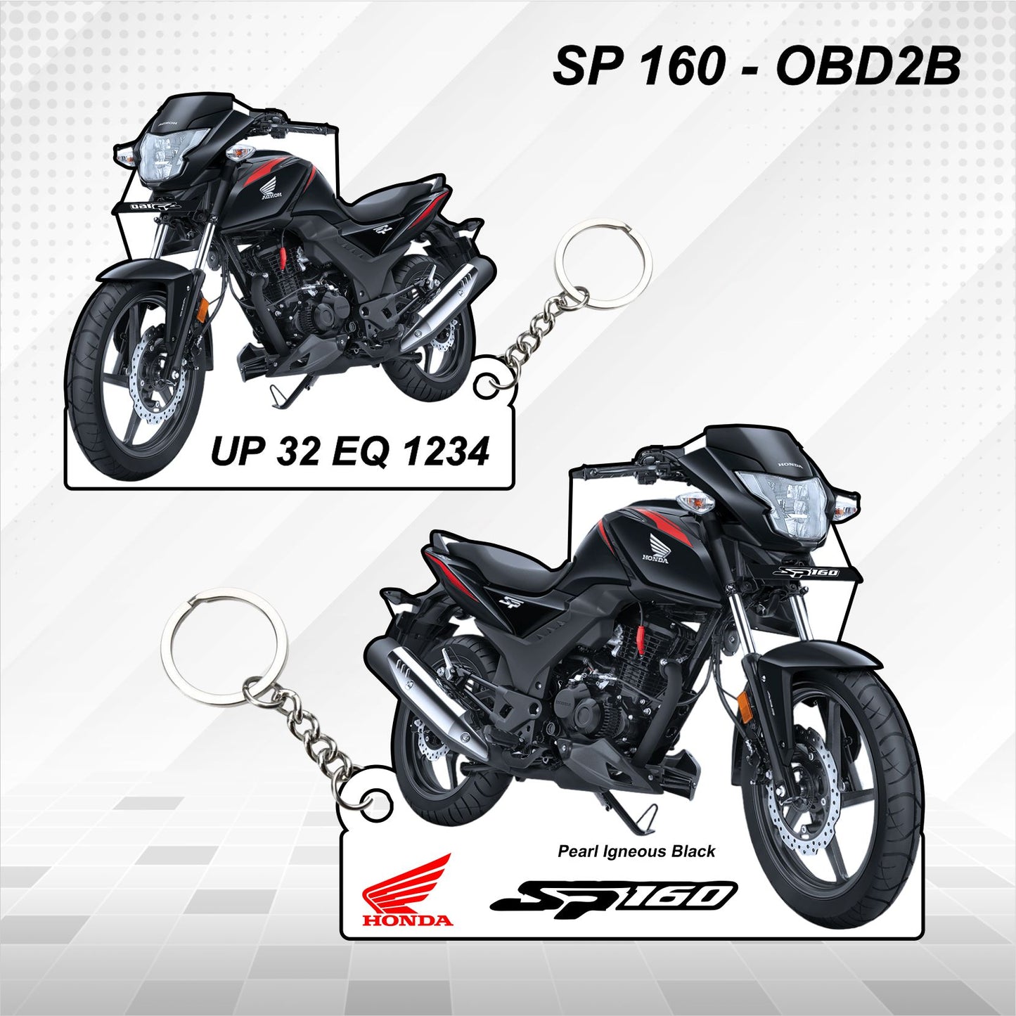 SP 160 - OBD2B - Personalized Honda Keychain - Wood, Acrylic, Metal Printed