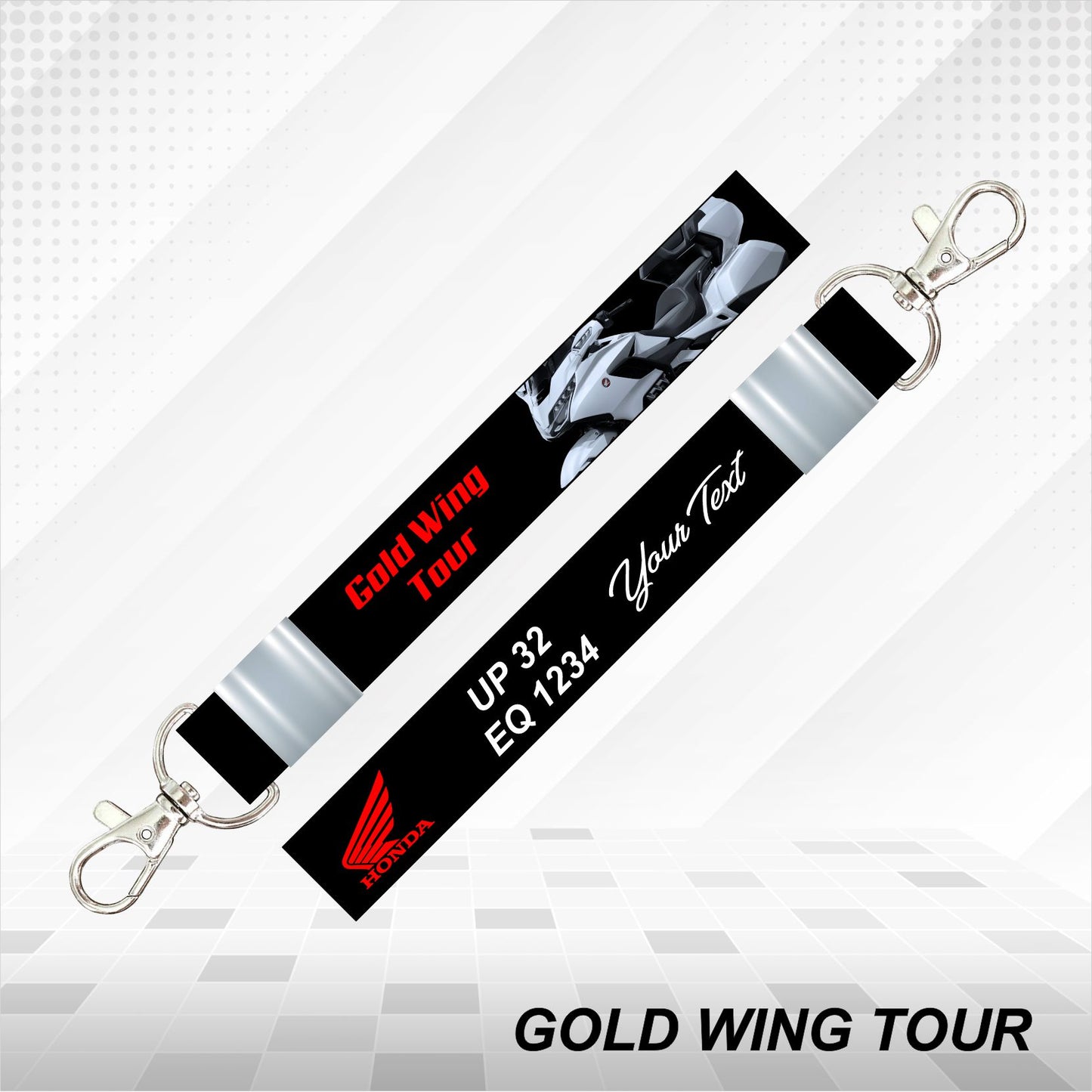 GOLD WING TOUR - Personalized Honda Keychain - Wood, Acrylic, Metal Printed