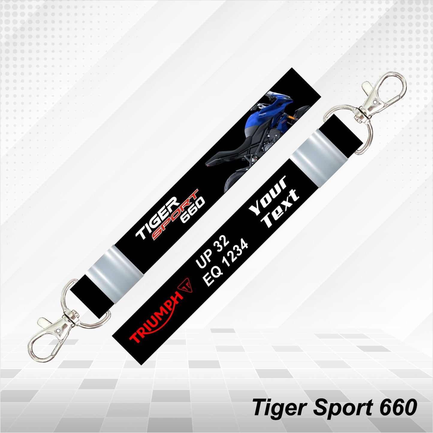 Tiger Sport 660 - Personalized Triumph Keychain - Wood, Acrylic, Metal Printed, Lanyard