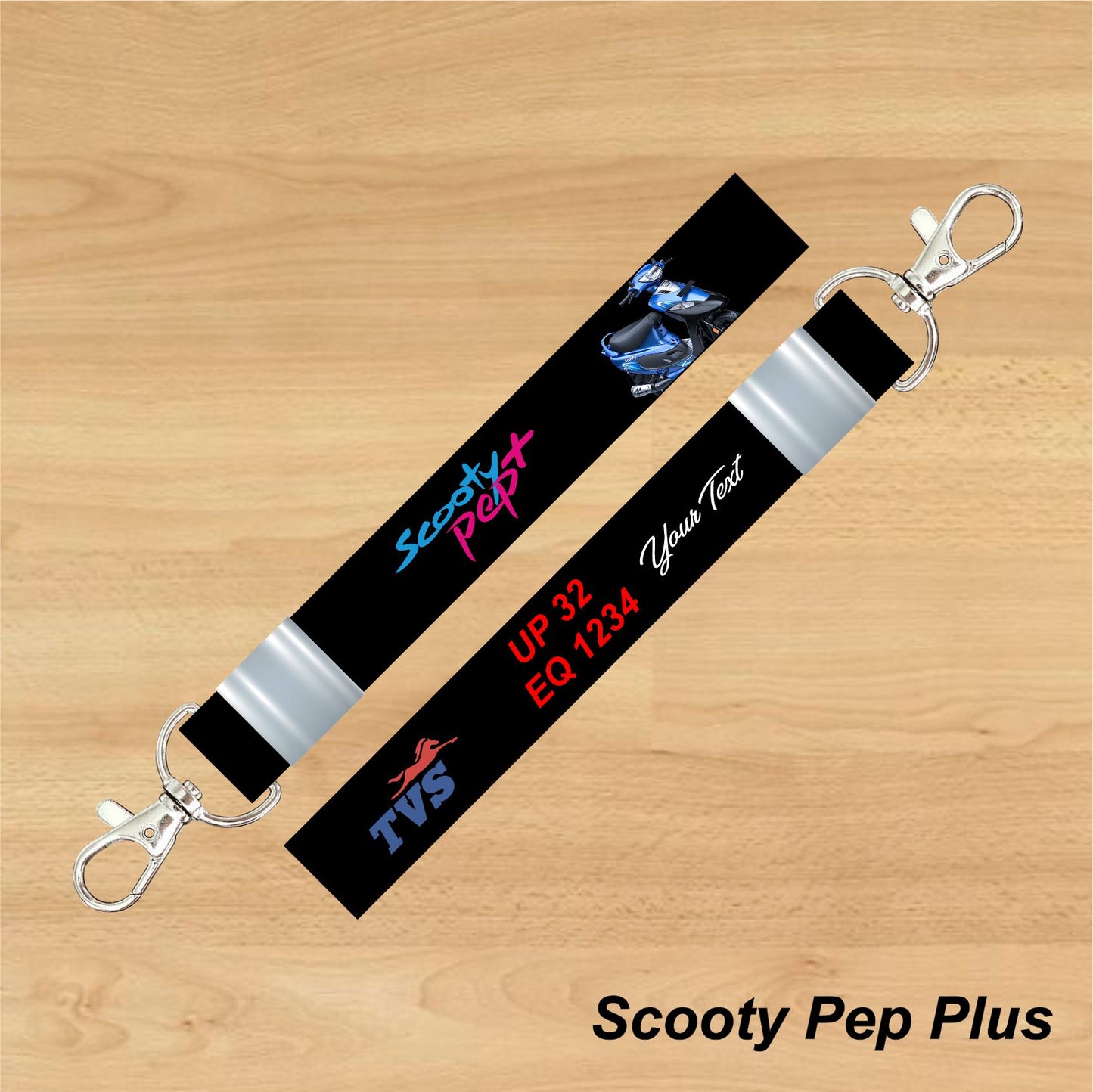 Scooty Pep Plus - Personalized TVS Keychain - Wood, Acrylic, Metal Printed