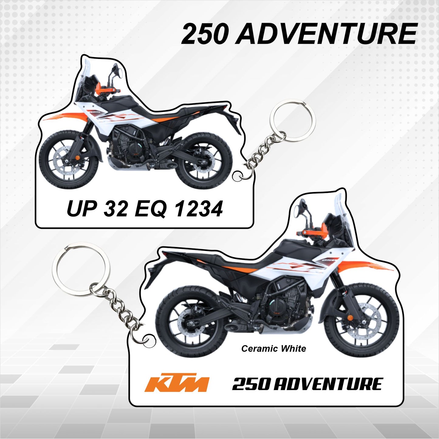 KTM 250 ADVENTURE - Personalized KTM Keychain - Wood, Acrylic, Metal Printed