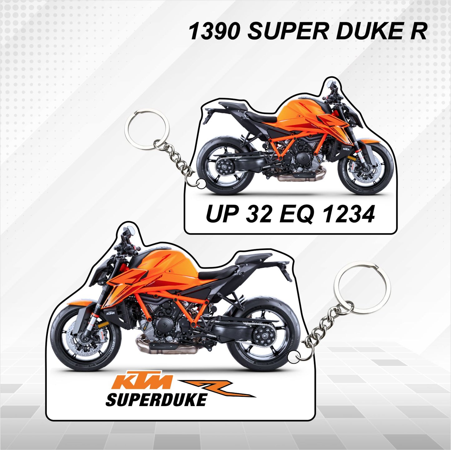 KTM 1390 SUPER DUKE R - Personalized KTM Keychain - Wood, Acrylic, Metal Printed